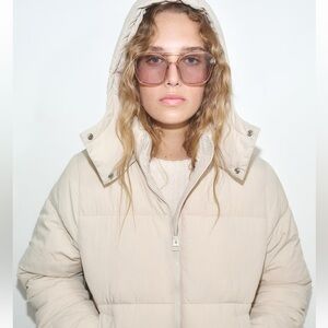 Long Puffer Jacket Light Beige